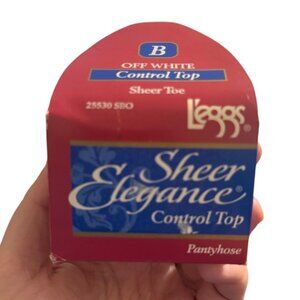 Vintage L'eggs Sheer Elegance Control Top Pantyhose Off White Size B 1995 USA